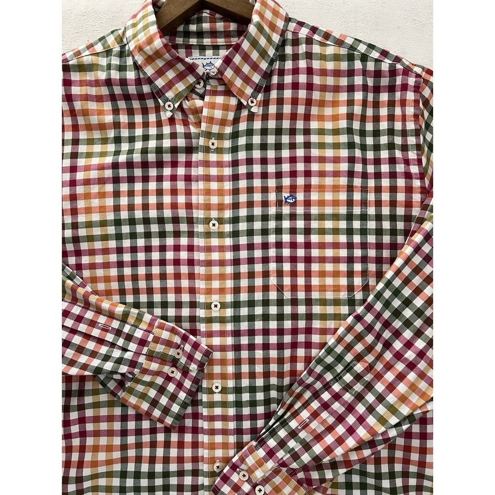 Southern Tide Multicolor Gingham Plaid Button Down Shirt Classic Fit Men's Large